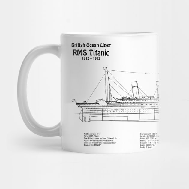 RMS Titanic ship plans. White Star Ocean Liner - BDpng by SPJE Illustration Photography